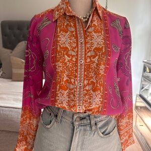 Maeve by Anthropologie Orange and Pink blouse